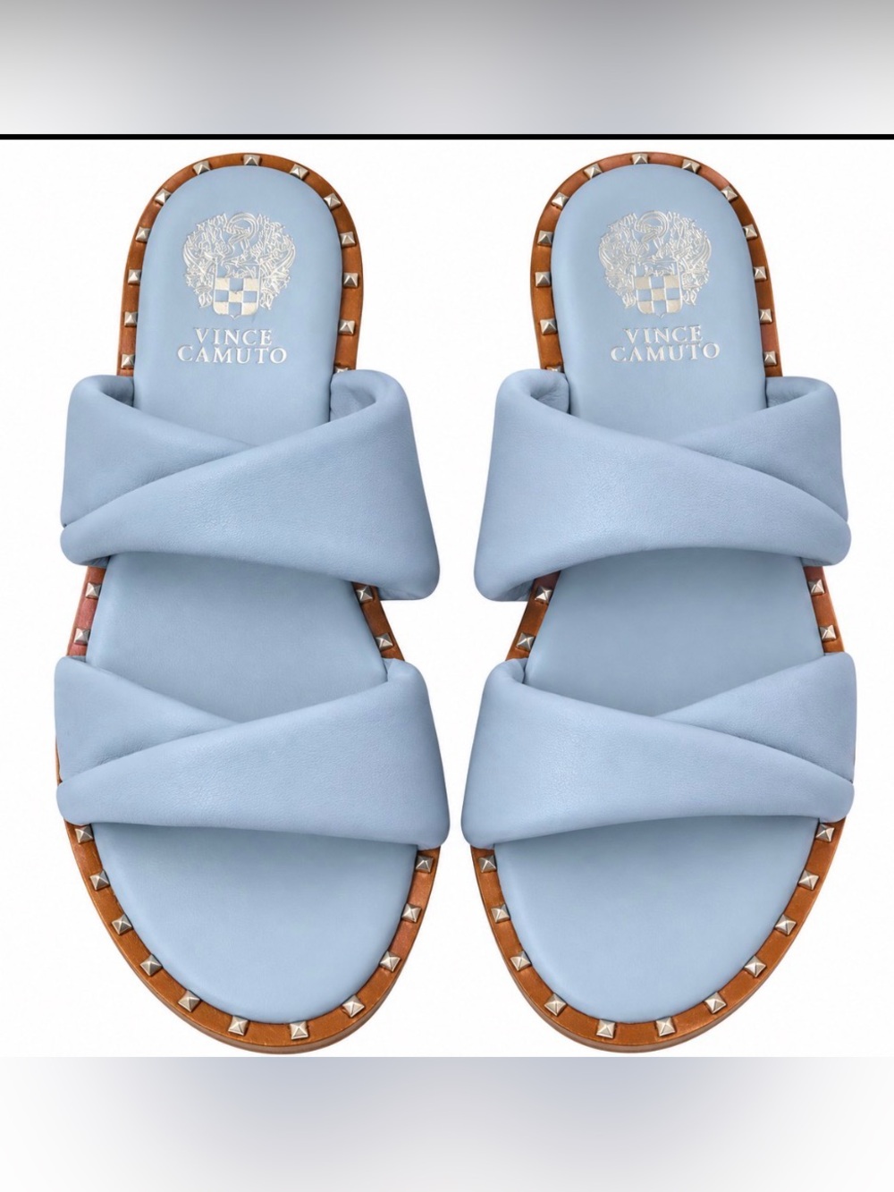 Vince Camuto Palennie Puffy Flat sandals 9 blue vacation resort travel summer